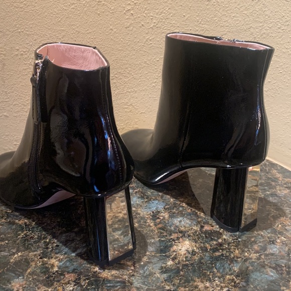 Kate Spade black patent leather booties with silver heel detailing - Picture 3 of 6